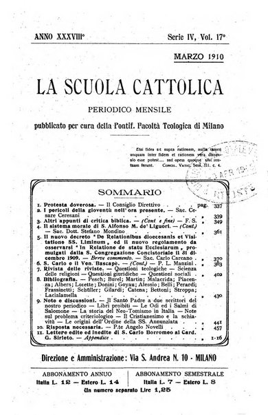 La scuola cattolica periodico religioso scientifico letterario