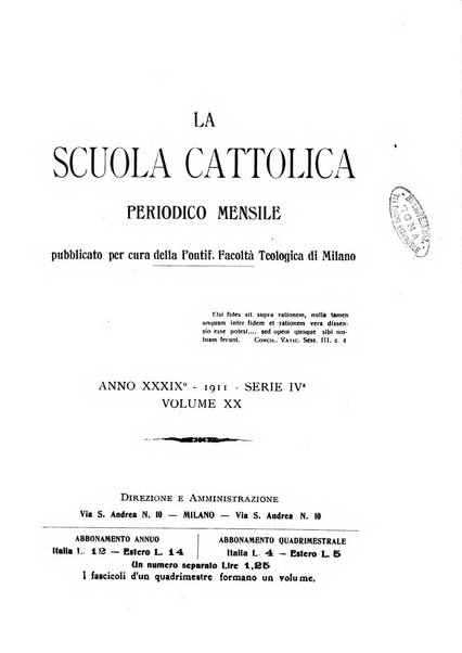 La scuola cattolica periodico religioso scientifico letterario