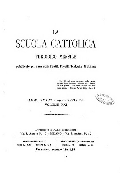 La scuola cattolica periodico religioso scientifico letterario