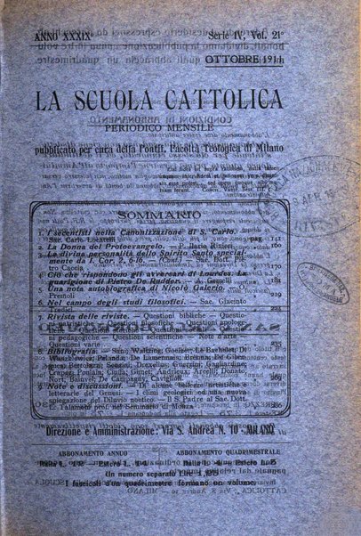 La scuola cattolica periodico religioso scientifico letterario