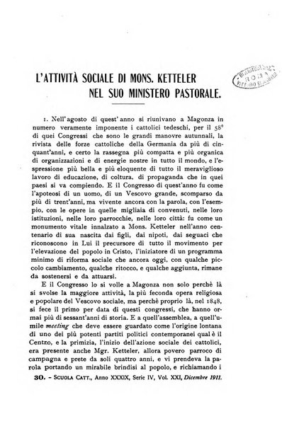 La scuola cattolica periodico religioso scientifico letterario