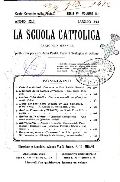 La scuola cattolica periodico religioso scientifico letterario