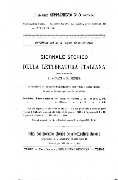 Giornale storico della letteratura italiana. Supplemento