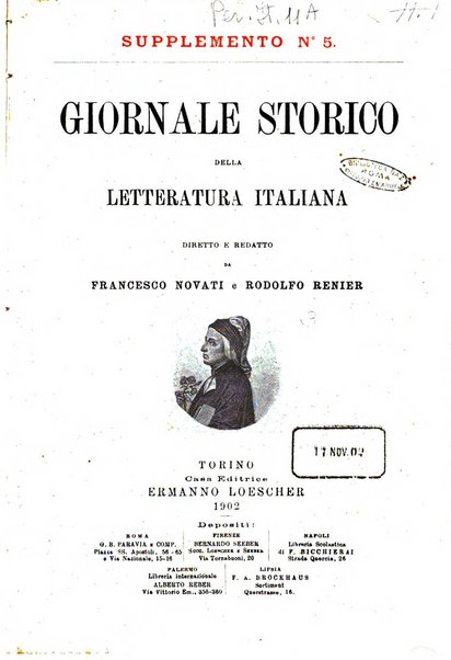 Giornale storico della letteratura italiana. Supplemento