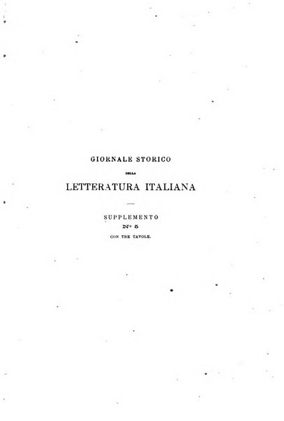 Giornale storico della letteratura italiana. Supplemento