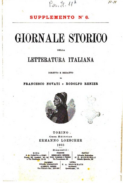 Giornale storico della letteratura italiana. Supplemento