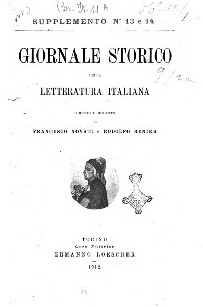 Giornale storico della letteratura italiana. Supplemento