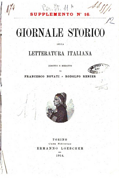 Giornale storico della letteratura italiana. Supplemento