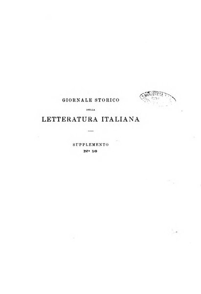 Giornale storico della letteratura italiana. Supplemento