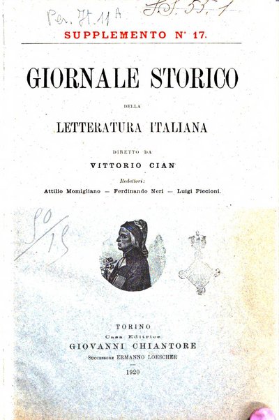 Giornale storico della letteratura italiana. Supplemento