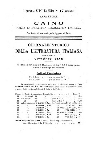 Giornale storico della letteratura italiana. Supplemento