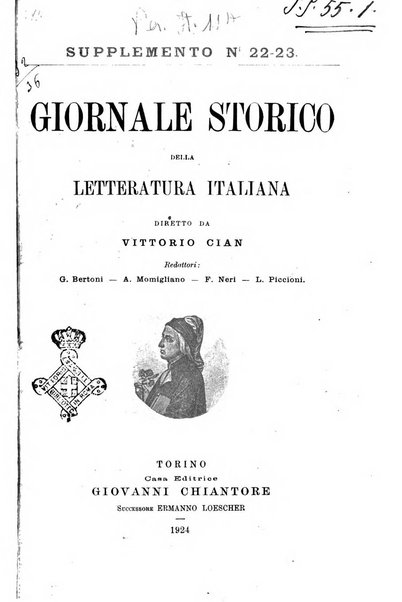 Giornale storico della letteratura italiana. Supplemento