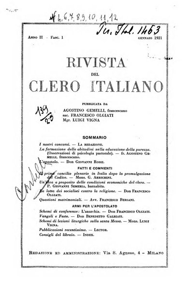 La rivista del clero italiano