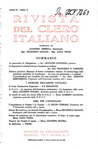 La rivista del clero italiano