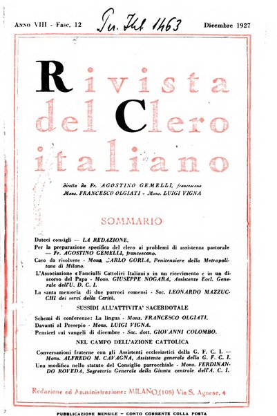 La rivista del clero italiano