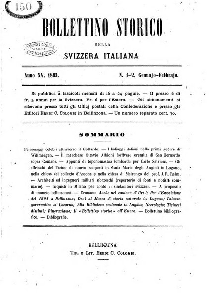 Bollettino storico della Svizzera italiana