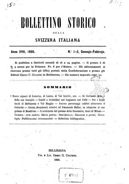 Bollettino storico della Svizzera italiana