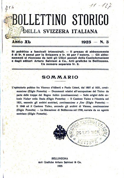 Bollettino storico della Svizzera italiana