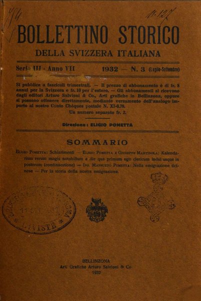 Bollettino storico della Svizzera italiana