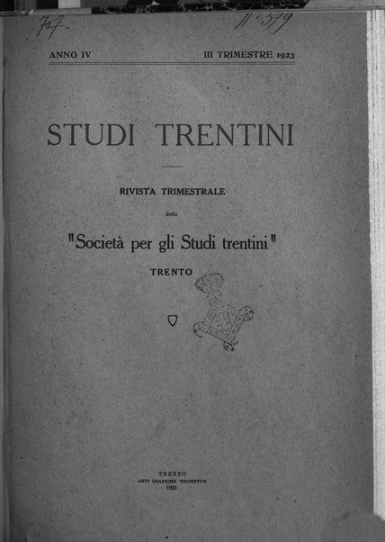 Studi trentini rivista trimestrale della Societa per gli studi trentini