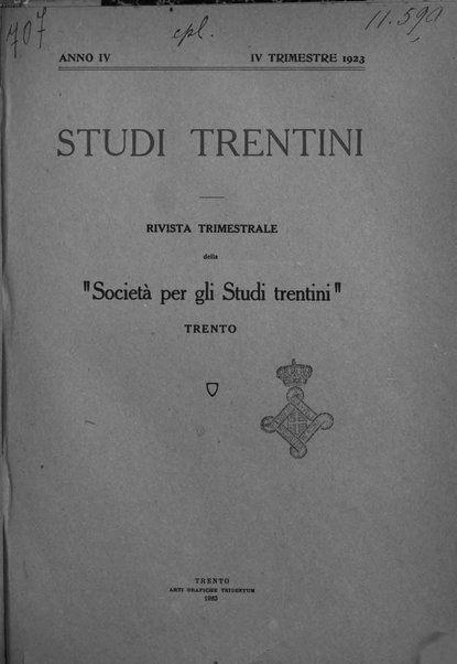 Studi trentini rivista trimestrale della Societa per gli studi trentini