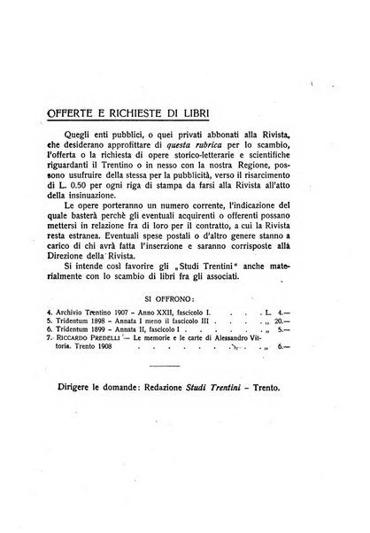 Studi trentini. Ser. 1, Storico-letteraria rivista della Società per gli studi trentini