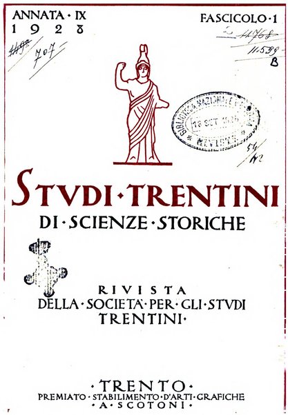 Studi trentini di scienze storiche rivista della SocietW1A0a per gli studi trentini