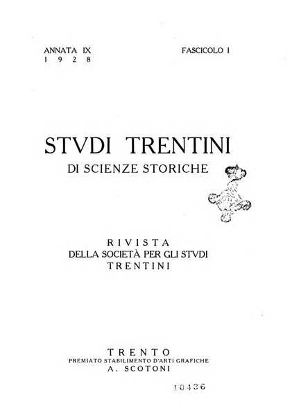 Studi trentini di scienze storiche rivista della SocietW1A0a per gli studi trentini