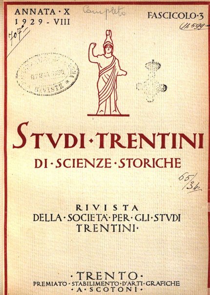 Studi trentini di scienze storiche rivista della SocietW1A0a per gli studi trentini