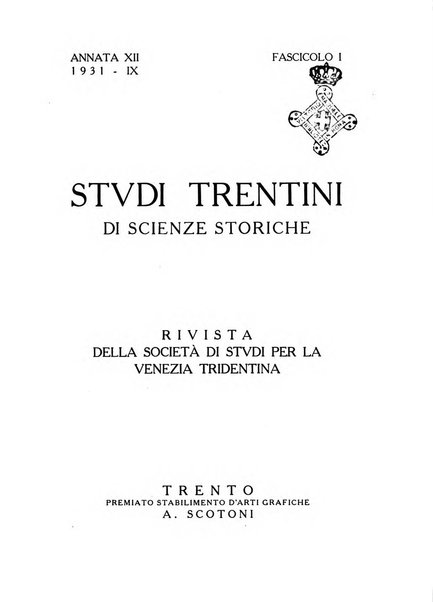 Studi trentini di scienze storiche rivista della SocietW1A0a per gli studi trentini