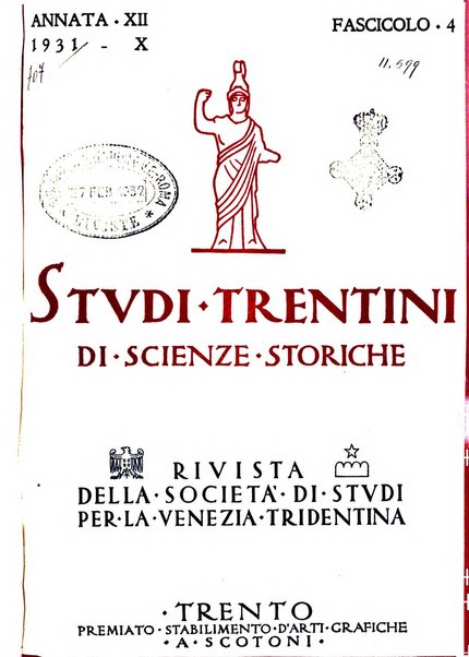 Studi trentini di scienze storiche rivista della SocietW1A0a per gli studi trentini