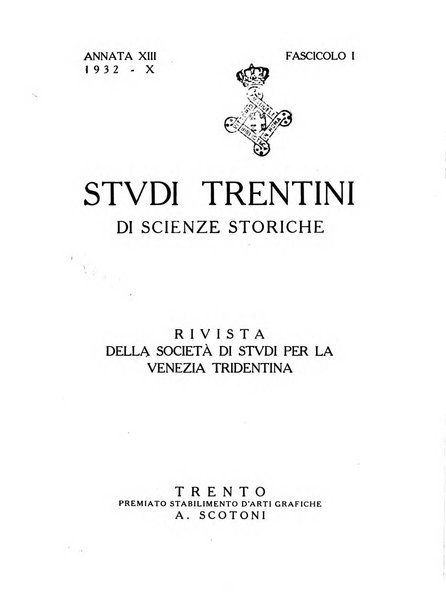 Studi trentini di scienze storiche rivista della SocietW1A0a per gli studi trentini