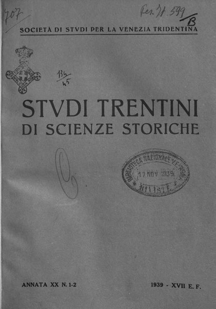 Studi trentini di scienze storiche rivista della SocietW1A0a per gli studi trentini