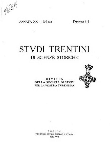 Studi trentini di scienze storiche rivista della SocietW1A0a per gli studi trentini