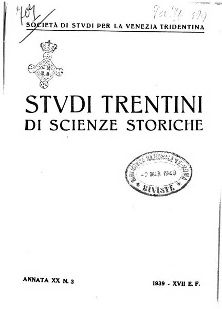 Studi trentini di scienze storiche rivista della SocietW1A0a per gli studi trentini