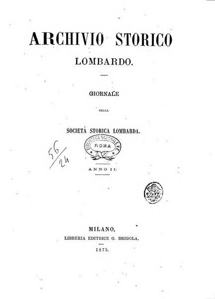 Archivio storico lombardo giornale della Società storica lombarda