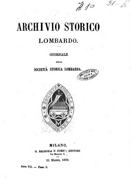 Archivio storico lombardo giornale della Società storica lombarda