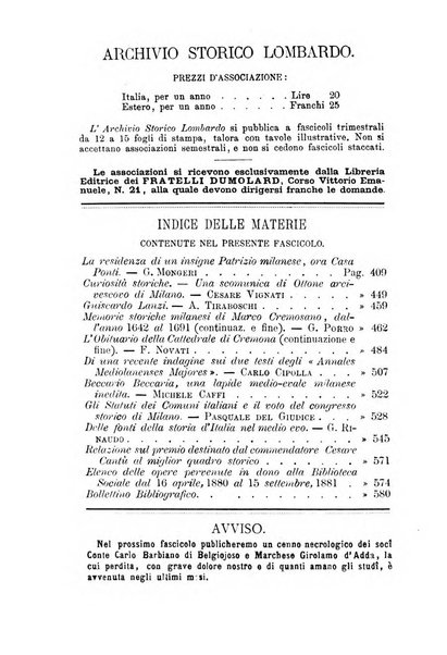 Archivio storico lombardo giornale della Società storica lombarda