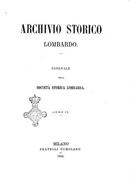 Archivio storico lombardo giornale della Società storica lombarda