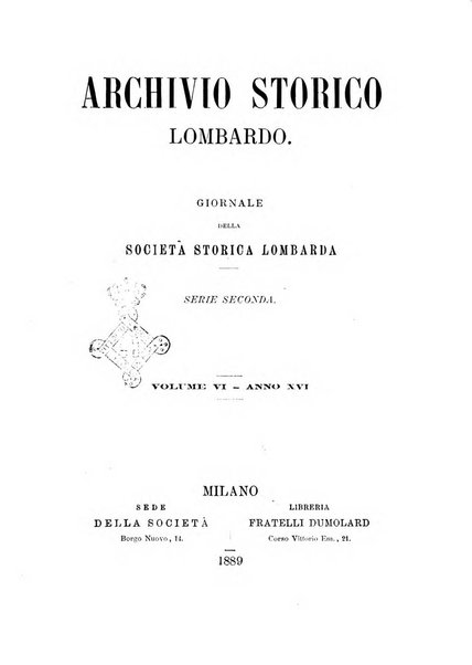 Archivio storico lombardo giornale della Società storica lombarda