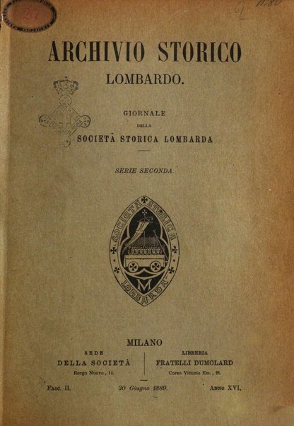 Archivio storico lombardo giornale della Società storica lombarda