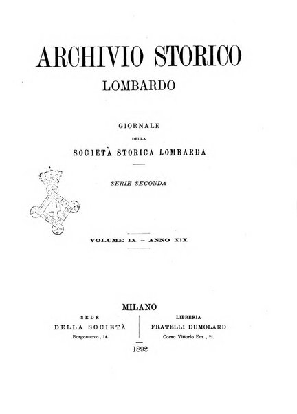 Archivio storico lombardo giornale della Società storica lombarda