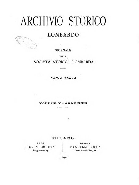 Archivio storico lombardo giornale della Società storica lombarda