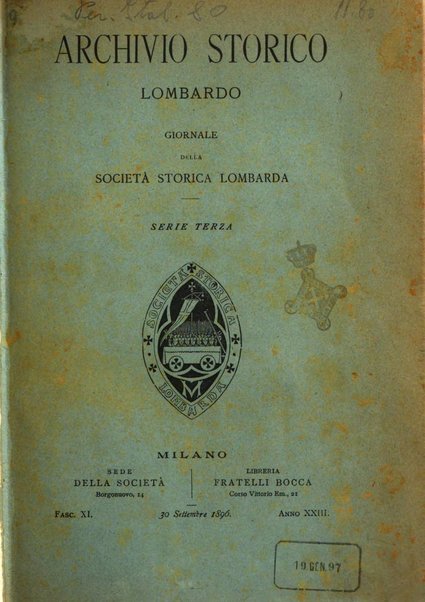 Archivio storico lombardo giornale della Società storica lombarda