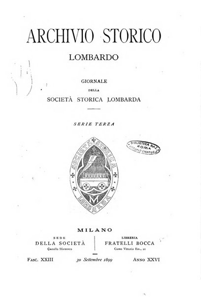 Archivio storico lombardo giornale della Società storica lombarda