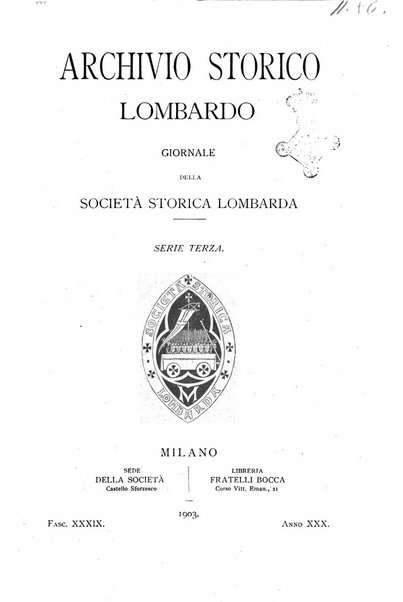 Archivio storico lombardo giornale della Società storica lombarda