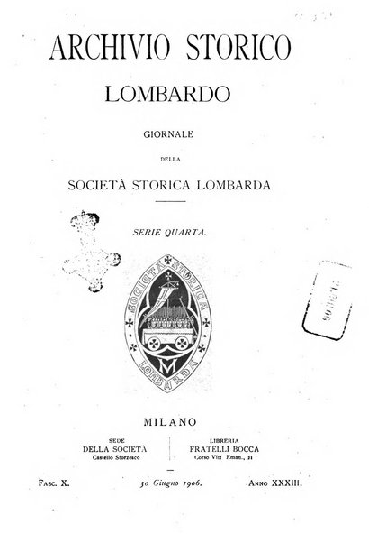 Archivio storico lombardo giornale della Società storica lombarda