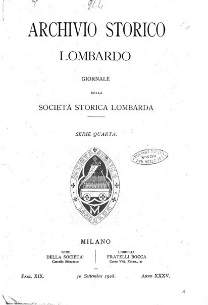 Archivio storico lombardo giornale della Società storica lombarda