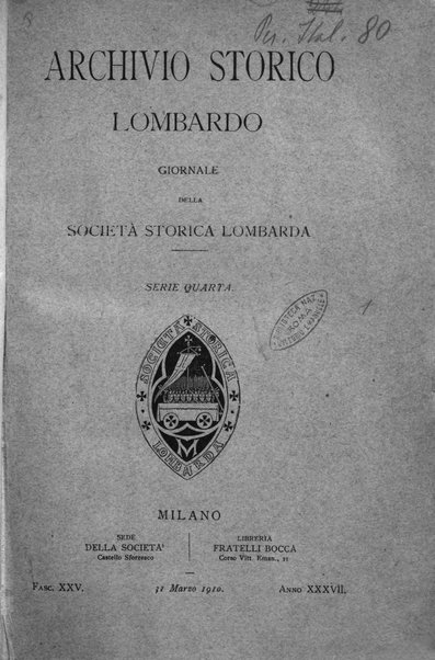 Archivio storico lombardo giornale della Società storica lombarda