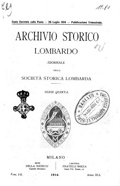 Archivio storico lombardo giornale della Società storica lombarda